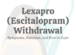 Lexapro Withdrawal